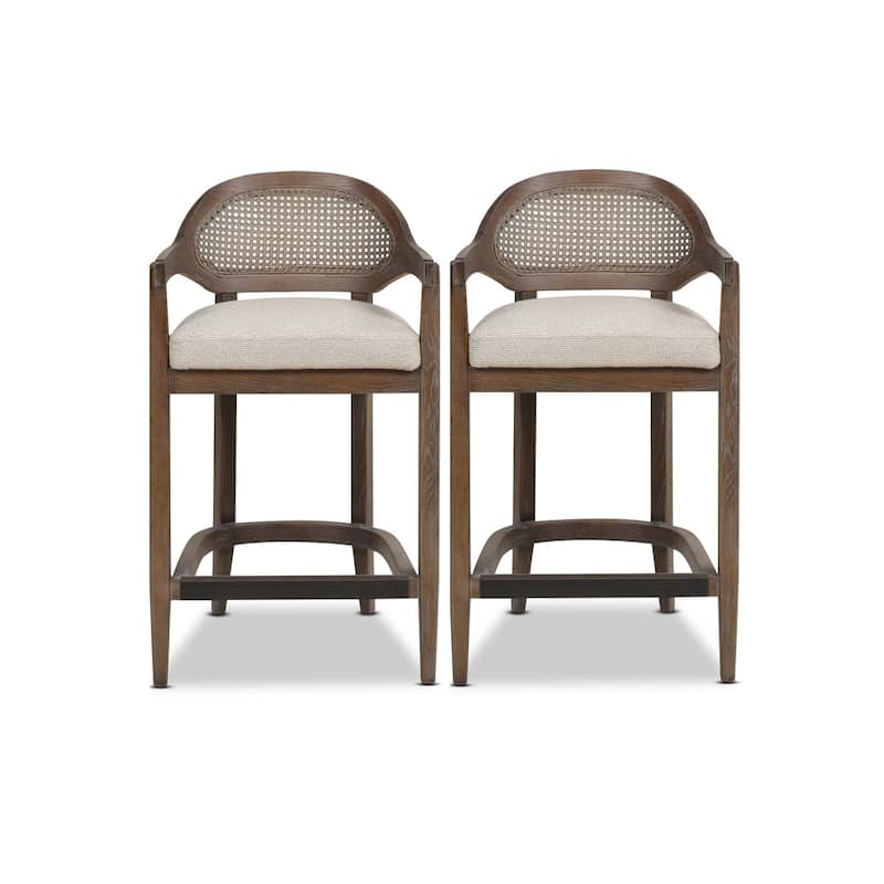 Americana Mid-Century Modern Rattan Cane Back Counter and Bar Stool