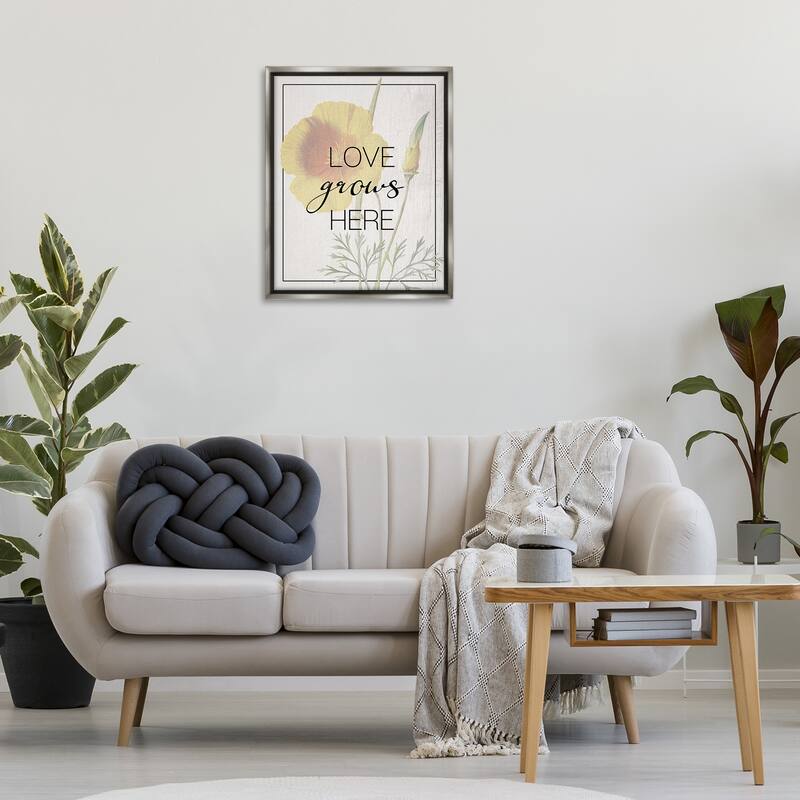 Stupell Vintage Love Grows Here Framed Floater Canvas Wall Art Design By Lil' Rue