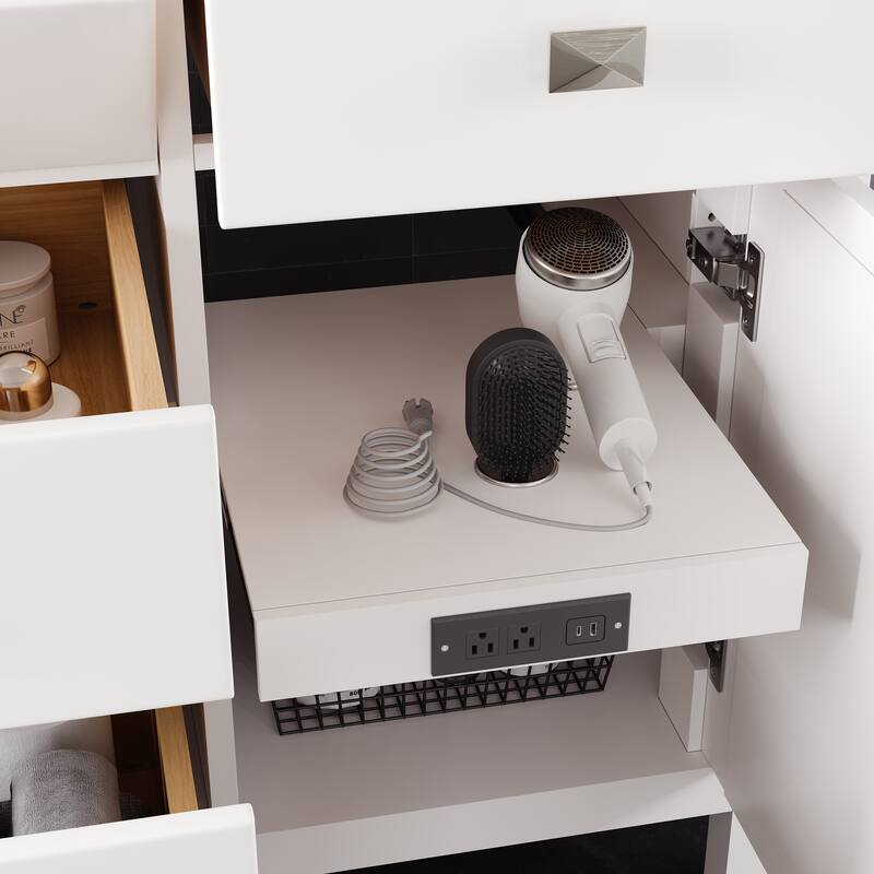 Eviva Artemis Bathroom Vanity with White Engineered Stone Countertop and Undermount Porcelain Sink