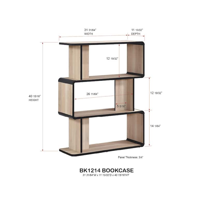 Nathan Collection Oak Black Laminated Wood 3, 4, or 5-Shelf Bookcase