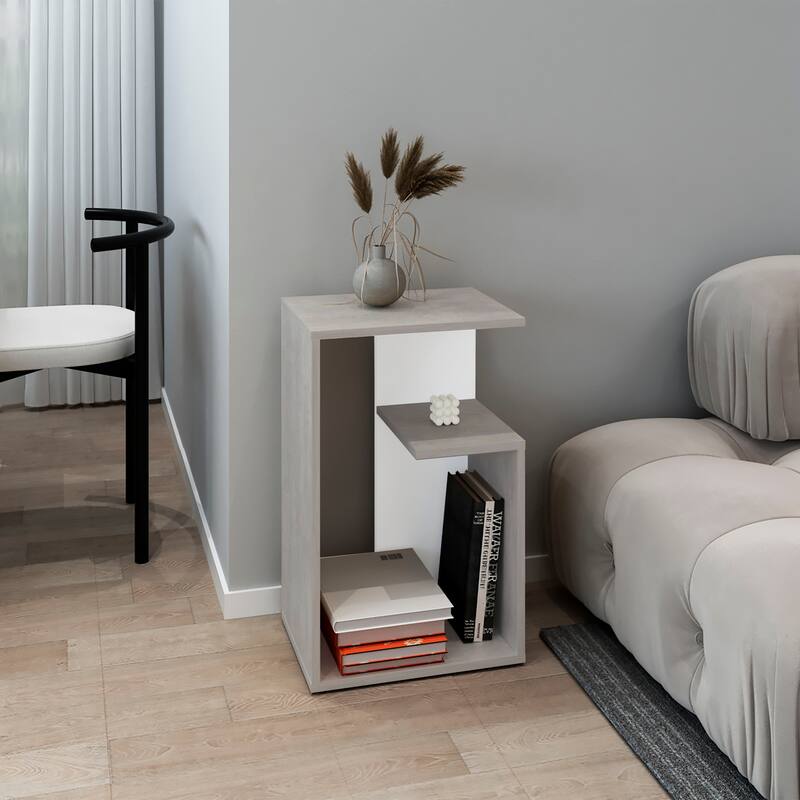 Side Table 25" H, 1 Shelf,FSC Certified CPSIA Compliant,full assembly required - Dark Brown