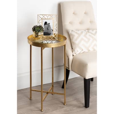 Kate and Laurel Celia Round Metal Foldable Tray Accent Table
