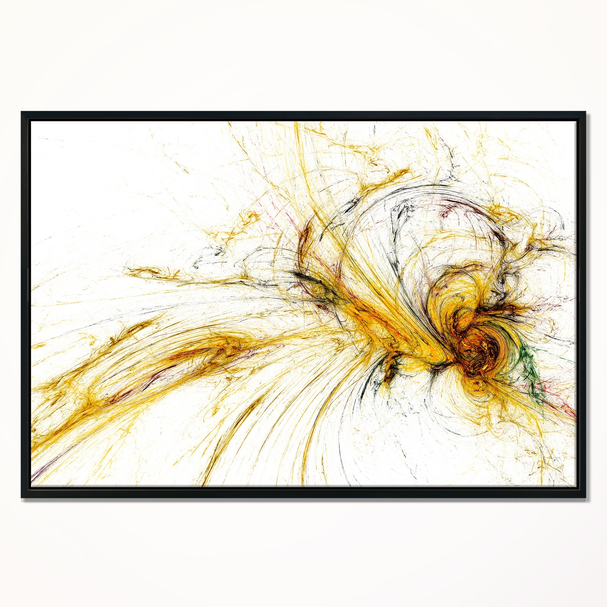 Shop Designart Yellow Spiral Galaxy Abstract Framed Canvas Art