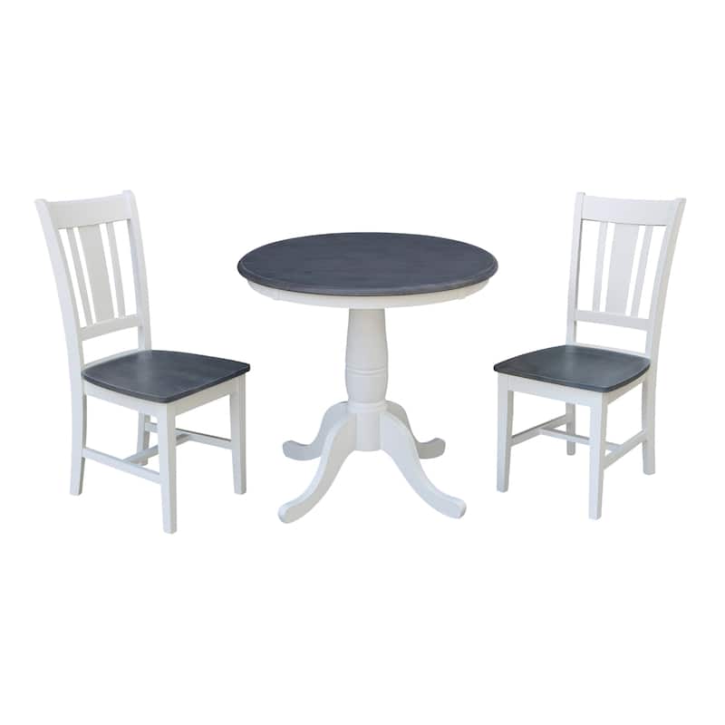 30" Round Top Pedestal Table With 2 San Remo Chairs - Set of 3 Pieces