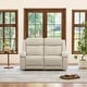 preview thumbnail 14 of 22, Hadlee Genuine leather Reclining Sofa with Multi-Function Console 2PC - Cream