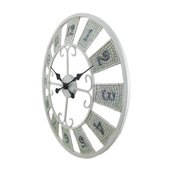Shop White Mosaic Tile Decorative Wall Clock 23 In 23 5 X 23 5