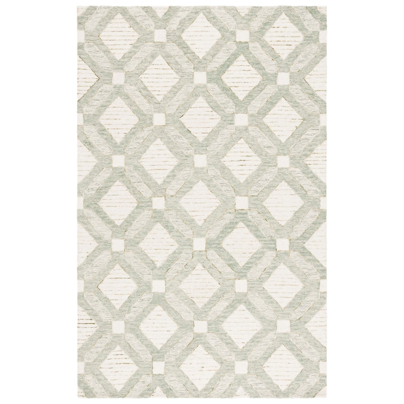 SAFAVIEH Handmade Pine Lula Modern Wool Rug - 6' Square - Sage/Ivory