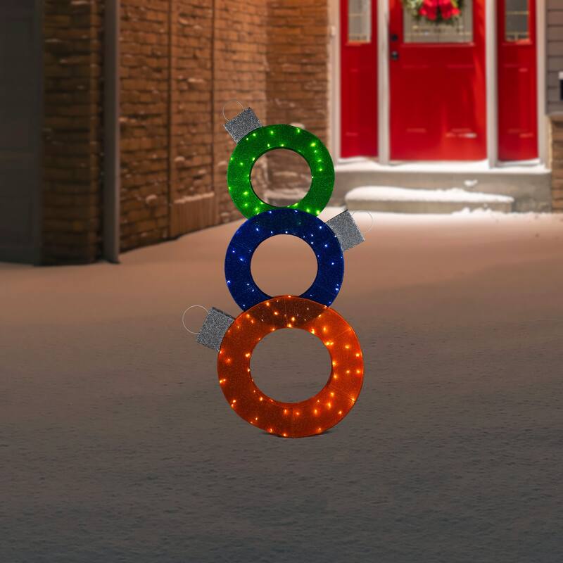 Lighted Stacked Ornaments Outdoor Christmas Yard Decoration - 31.5" - 31.5
