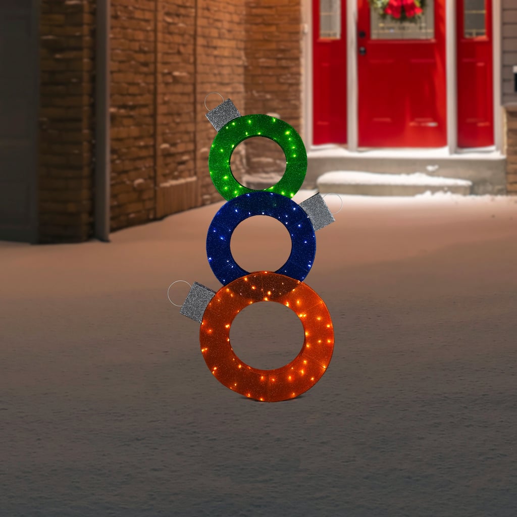 Lighted Stacked Ornaments Outdoor Christmas Yard Decoration - 31.5"