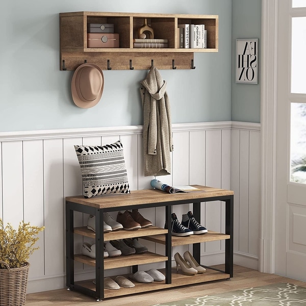 Entryway Coat Rack Shoe Bench Set Industrial Hall Tree Coat Shoe Rack On Sale Bed Bath Beyond 35244034