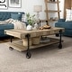 preview thumbnail 16 of 31, Hyssop Farmhouse 47-inch Steel 1-Shelf Coffee Table by Furniture of America Rustic Oak