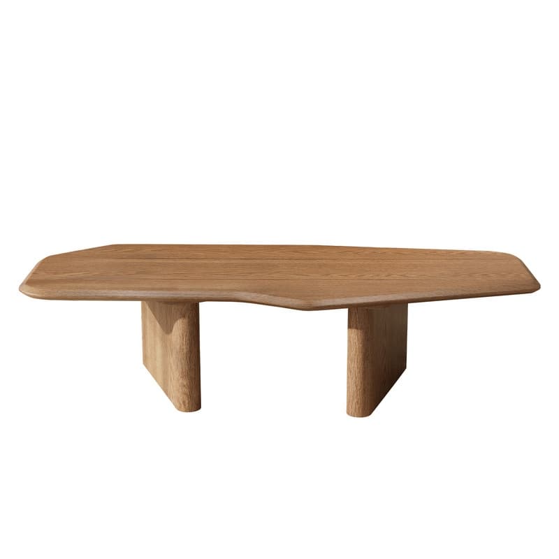 47.2 Inches Free Form Rustic Ash Wood Veneer Coffee Table for Small Living Room