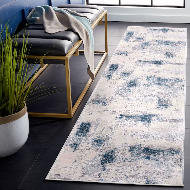 SAFAVIEH Vogue Nelle Modern & Contemporary Rug - 2' x 8' Runner - Grey/Blue