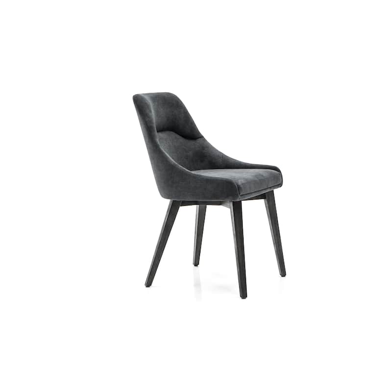 Lileth Modern River Gray Dining Chairs with Acacia Wood Legs - Set of 2 - N/A