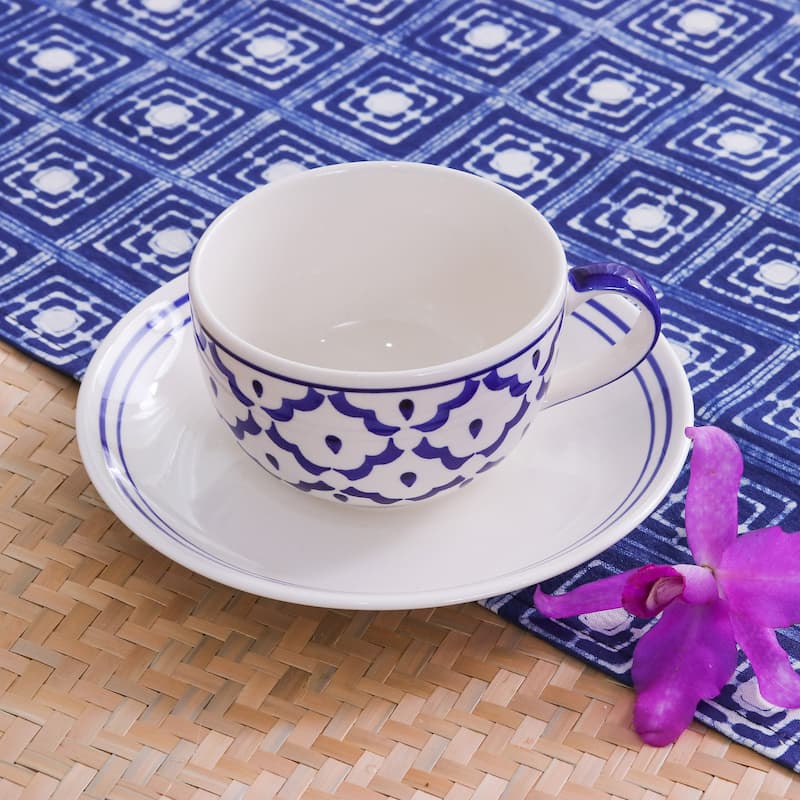 Novica Handmade Pineapple Look Ceramic Cup And Saucer