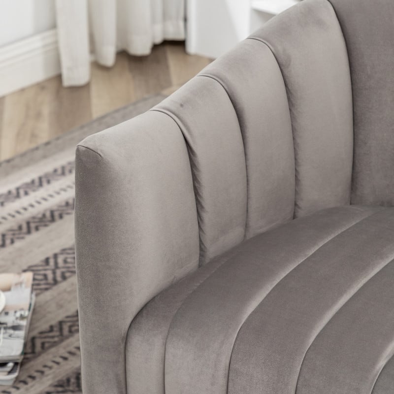 SEYNAR Modern Glam Velvet Upholstered Round 360 Degree Swivel Accent Barrel Chair Set of 2