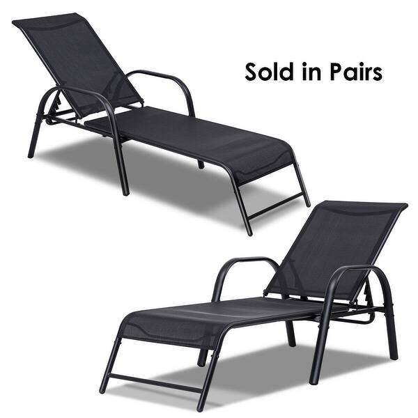 Shop Costway Set Of 2 Patio Lounge Chairs Sling Chaise Lounges