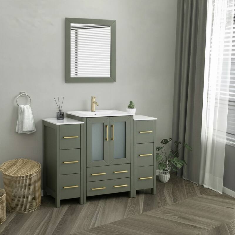 Vanity Art 48 in. Single Sink Bathroom Vanity with Top and Mirror - 48 X 18.1 X 35.8