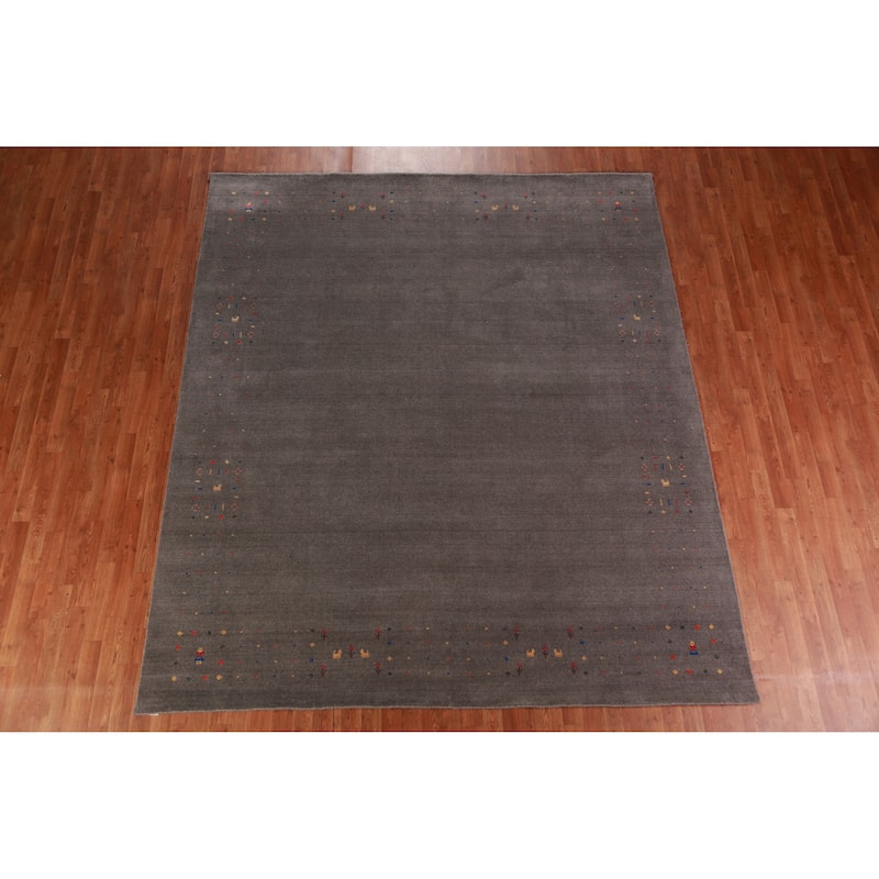 Tribal Gabbeh Indian Area Rug Hand-Knotted Bedroom Wool Carpet - 8'5" x 9'9"