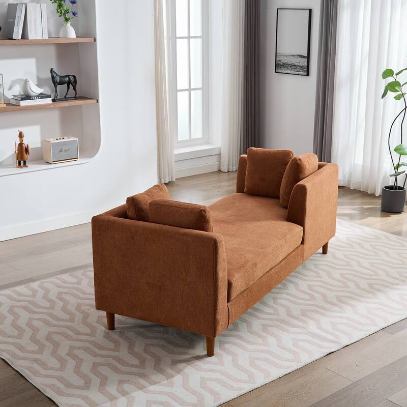 77.95"Wide Modern Double-Sided Upholstered Chaise Lounge Indoor,Chenille Fabric Sleeper Sofa Couch With 4 Throw Pillows