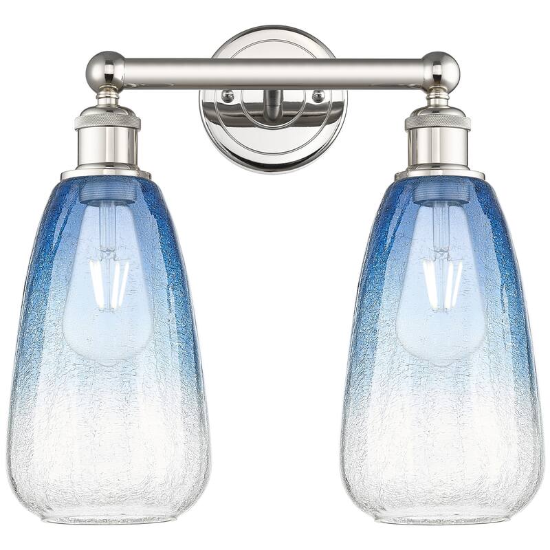 Innovations Lighting Endless Possibilities Edison - Brookhaven Almond - 2 Light 15" Bath Vanity Light - Polished Nickel/Sapphire Blue