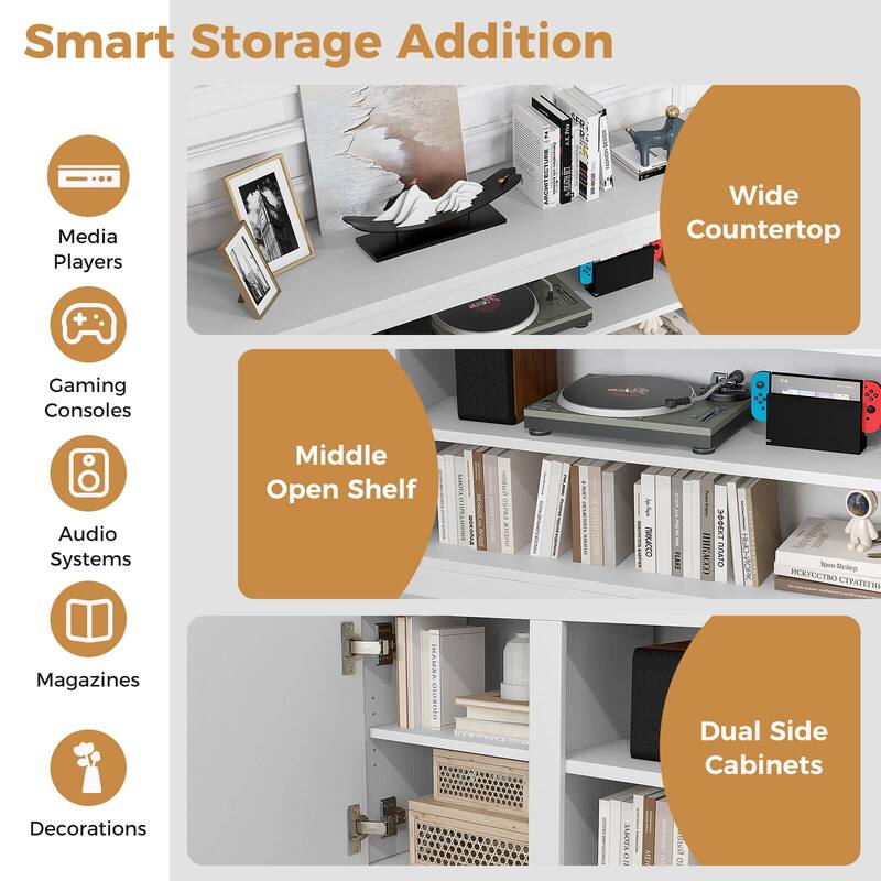 Costway Fireplace TV Stand for TVs up to 80" with Electric Fireplace 3 - See Details