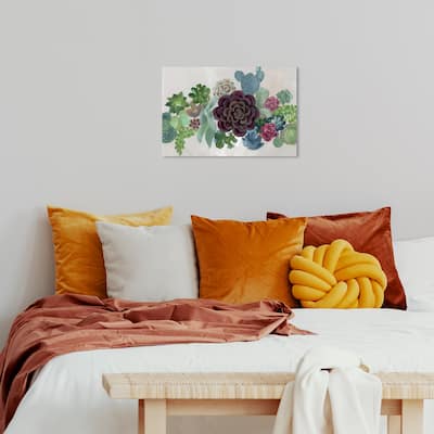 Wynwood Studio Canvas Floral and Botanical Rustic Garden Green and Dark Purple Rustic Wall Art Canvas Print