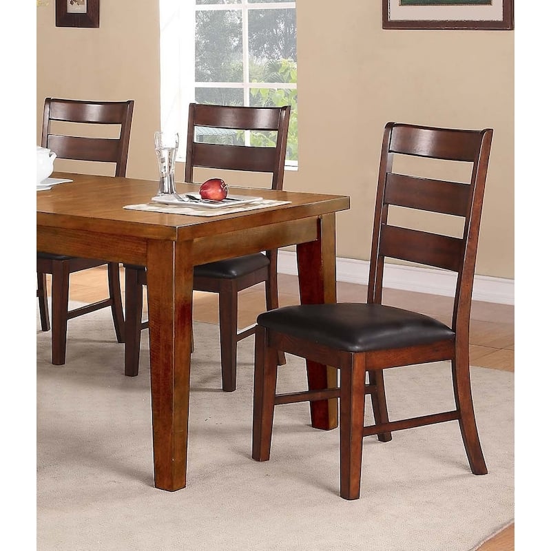 Ladder Back Dining Chairs Upholstered Seat Walnut Finish