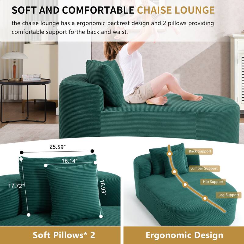 67.5''Chaise Lounge Chair 46'' Wide Seat Indoor Corduroy Oversized Sleeper Sofa