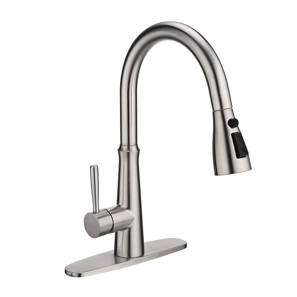 WOWOW Single Handle 3-Mode Pull Out Sprayer Kitchen Faucet