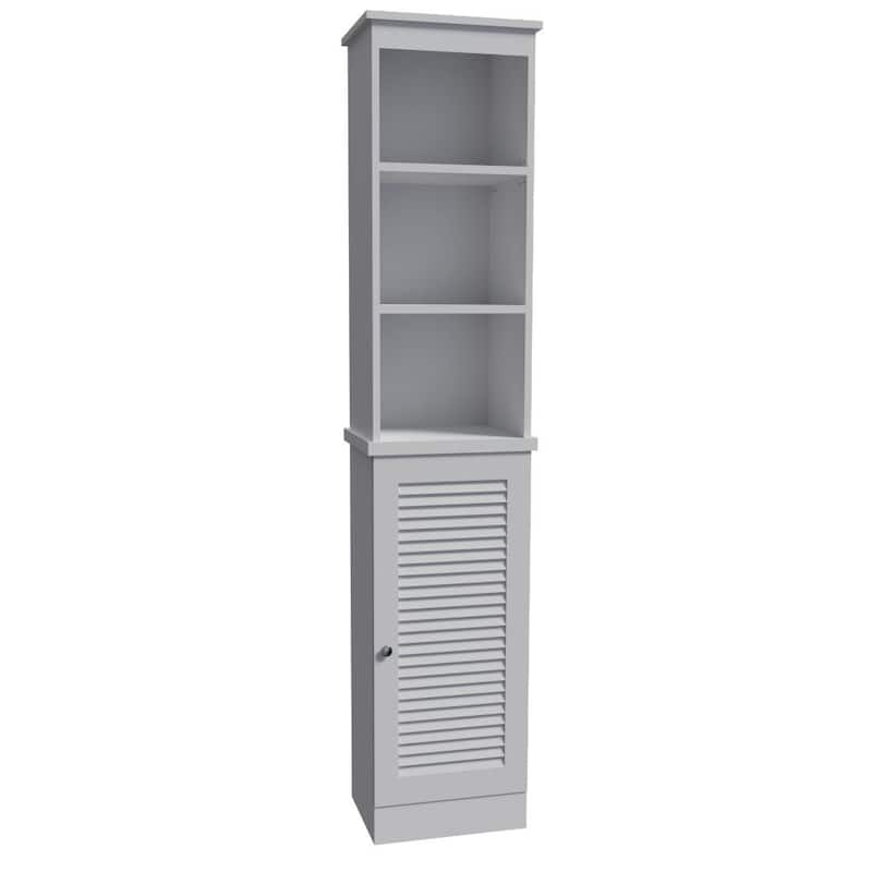 67 in. H Wood Freestanding Linen Cabinet with 3 Open Shelves and Door