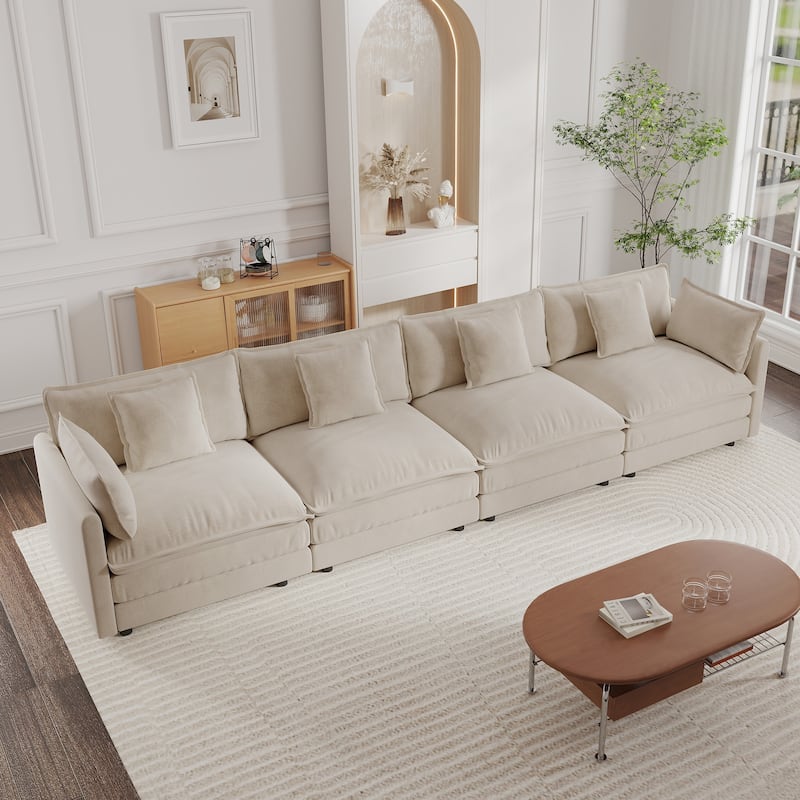 Cloud Chenille Upholstered Modular Sectional Sofa with DIY Combination Design