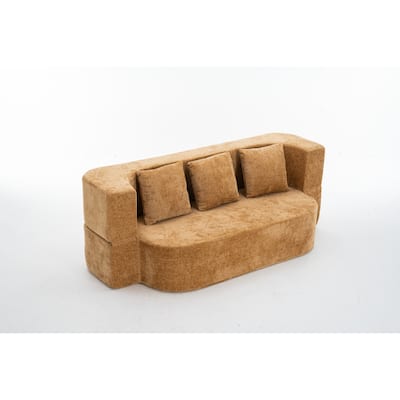 3-Seater Convertible Sofa Bed, Chenille Fabric Sleeper Sofa, High-Density Sponge Daybed, No Assembly Required