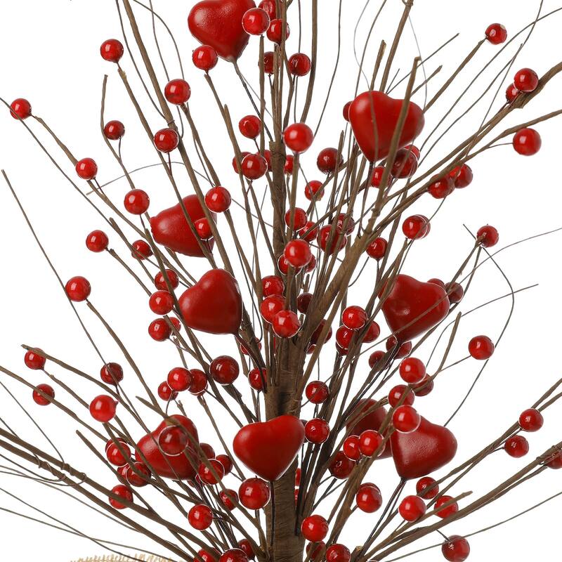 Glitzhome Heart Berry & Fleur-de-Lis Tree Valentine's & Mardi Gras Tree