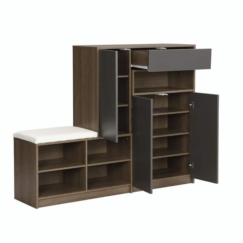 Multi-functional Shoe Storage Bench with Padded Seat