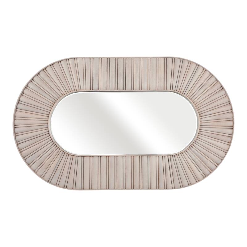 Wood Wall Mirror Modern Fluted Large Rectangular Decor - 60" White - 60" x 1.5" x 36.5" - 60" x 1.5" x 36.5" - White
