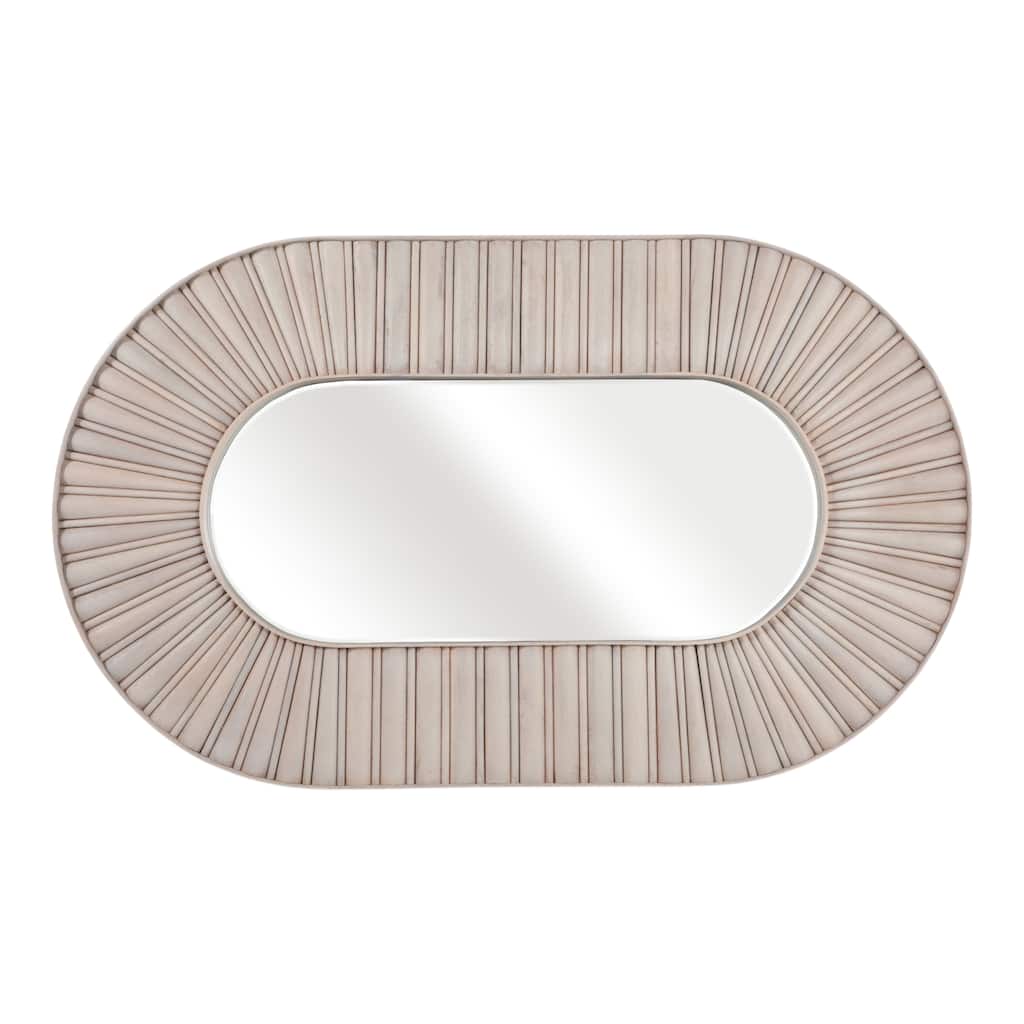 Wood Wall Mirror Modern Fluted Large Rectangular Decor - 60" White - 60" x 1.5" x 36.5"