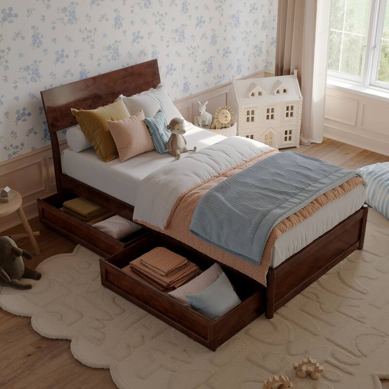 Norla Wood Platform Bed with Storage Drawers