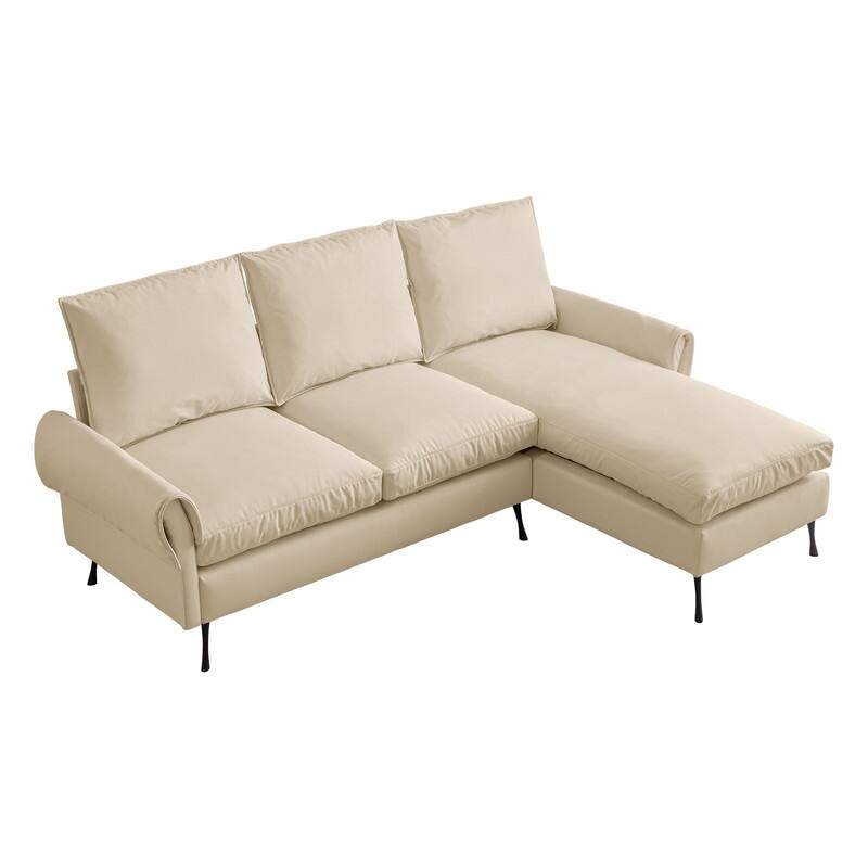 Modern Technical Leather L Shaped Sofa with Reversible Chaise,Living Room L Shaped Couch