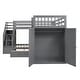 preview thumbnail 8 of 43, Twin-Twin over Full L-Shaped Bunk Bed with 3 Drawers, Portable Desk, Wardrobe, Guardrails & Solid Pine Frame, Grey