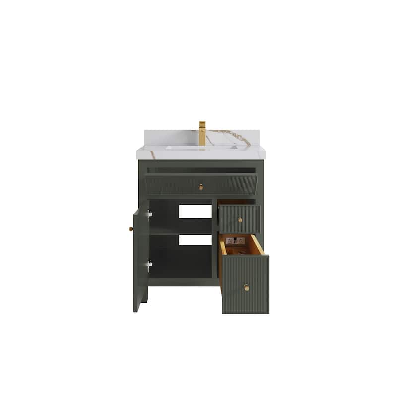 Willow Collections 30 in W x 22 in D Sonoma Free Standing Reeded Single Sink Bathroom Vanity with Countertop