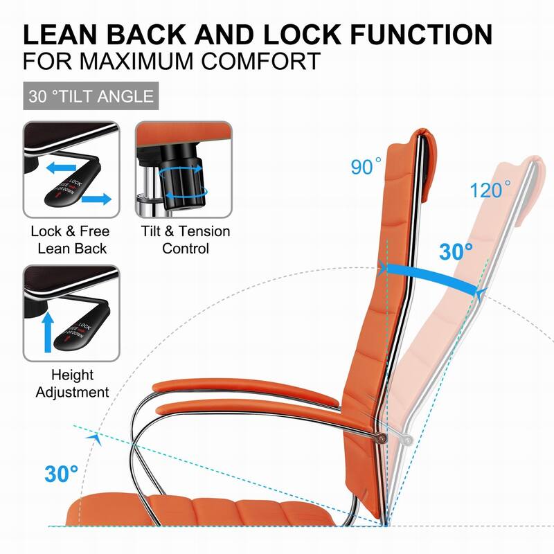 LUXMOD® Office Chair Faux Leather Silver Frame Adjustable and Swivel