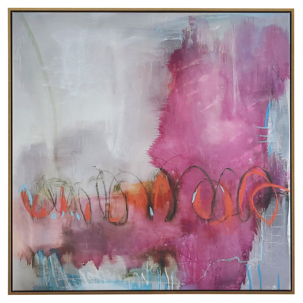 'Jardins Rose' Solid Wood Framed Abstract Canvas Art by Rachel Ranz