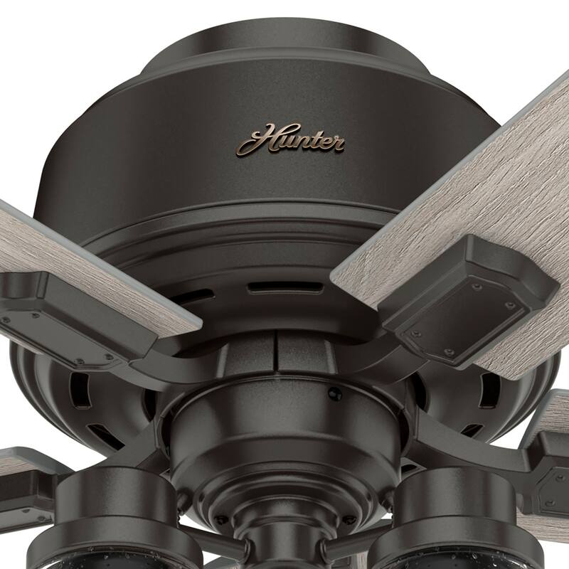 Hunter 52" Hartland Low Profile Ceiling Fan with LED Light and Pull Chain - Farmhouse, Rustic Transitional