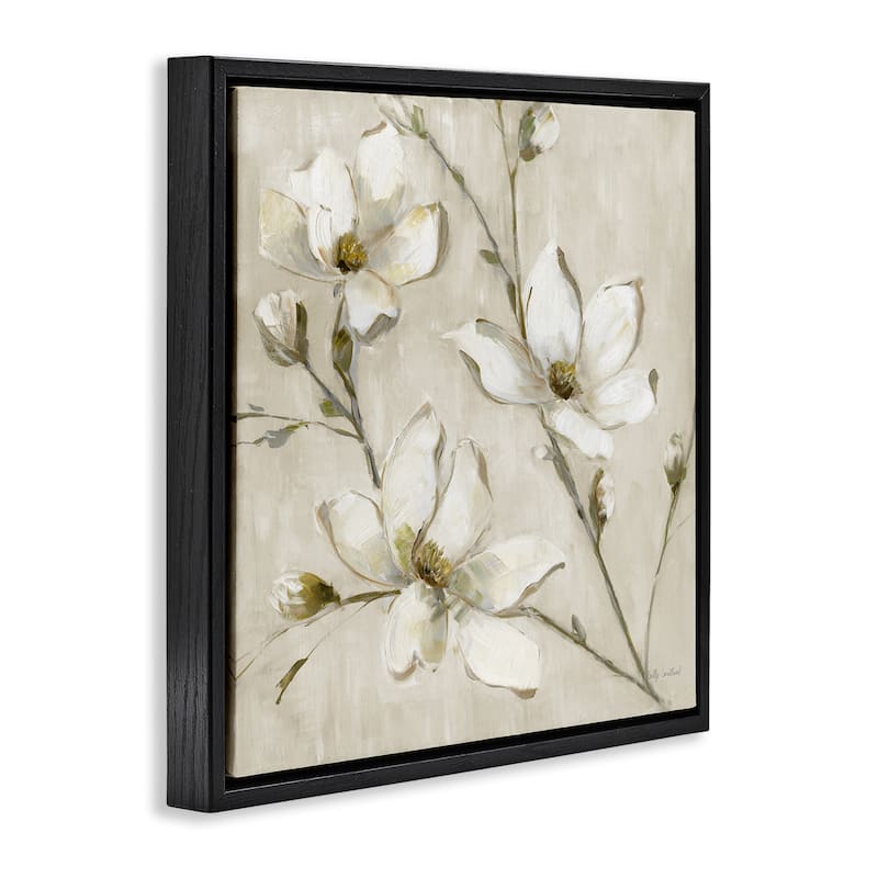 Stupell Neutral Dogwood Branches Framed Floater Canvas Wall Art Design By Sally Swatland