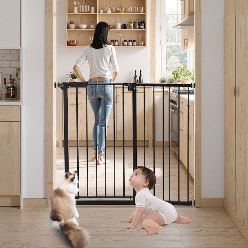 Adjustable 36-Inch Baby Gate with Auto-Close and One-Handed Operation Secure for Babies or Pets - 26-40”W x 36”H