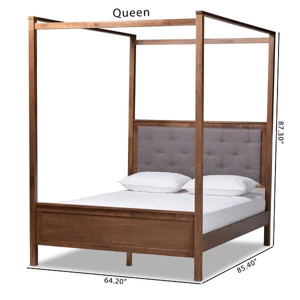 dimension image slide 1 of 2, Carbon Loft Osoba Modern and Contemporary Platform Canopy Bed-Grey/Walnut Brown