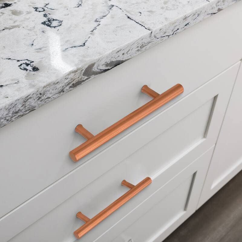 3-3/4 Inch Hole Center Copper Kitchen Cabinet Handles 100% Solid Brass Drawer Pulls (5-PACK)