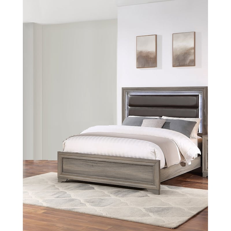 Contemporary Style 1pc Bed Set Horizontal Tufting Headboard Bracket Legs Espresso Finish Bedroom Furniture