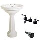 preview thumbnail 5 of 6, 26" W Oval Biscuit Pedestal Bathroom Sink Porcelain Sink Basin, Pedestal Leg, 8" Faucet, Drain, and Overflow Renovators Supply Cream